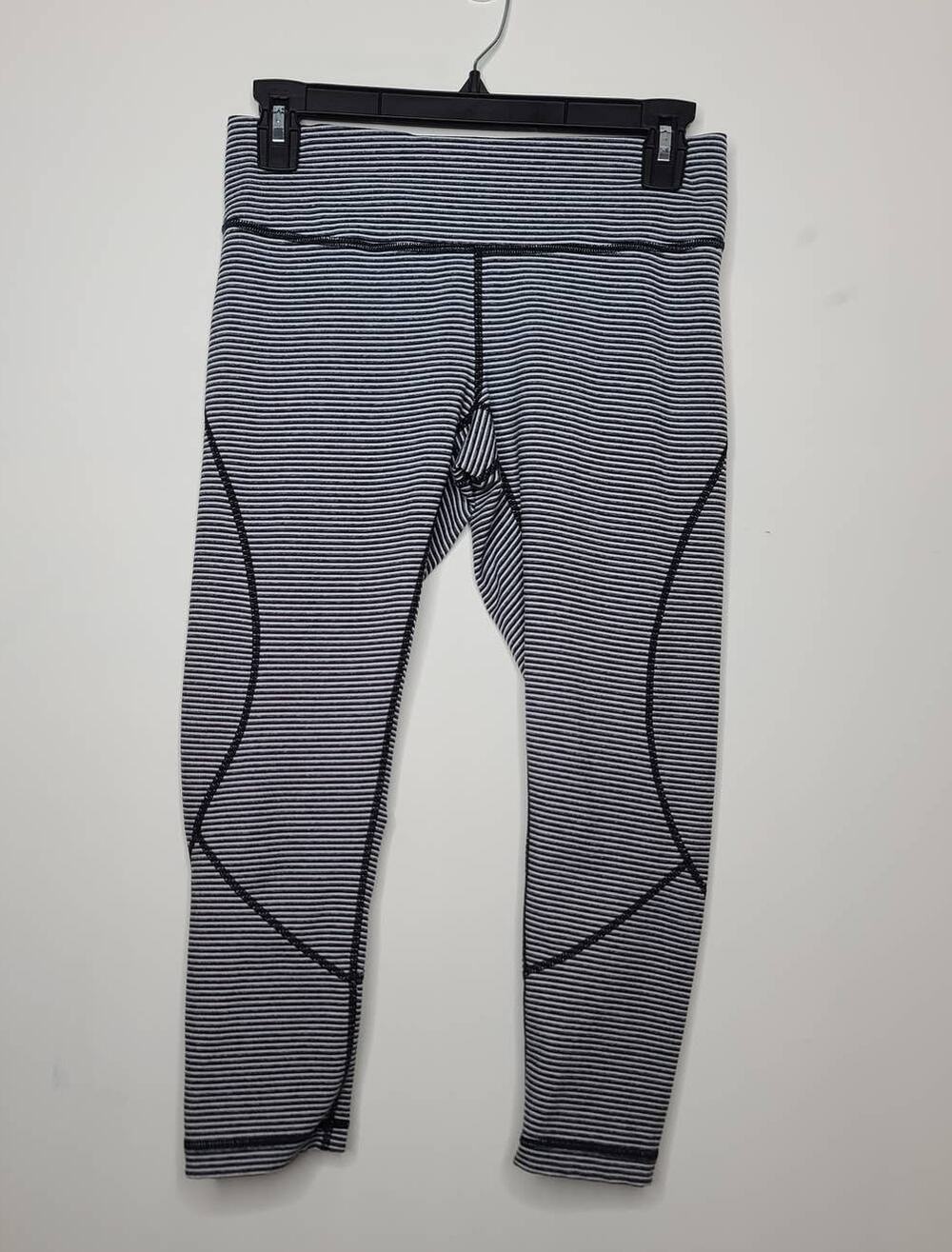 Zella black grey striped capri leggings - small